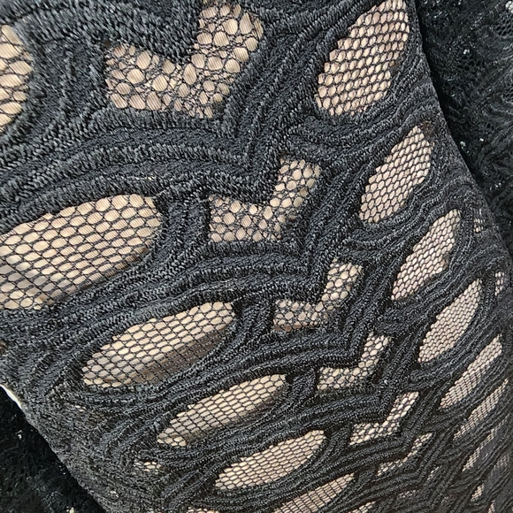 BCBGMaxazria Size Small Black Mesh Knit Lace Tanya Bodycon Dress Tan Lining - Picture 6 of 11